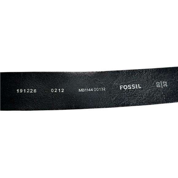 Fossil Men's Size 32 Black Wide Leather Belt Silver Buckle - Picture 4 of 9